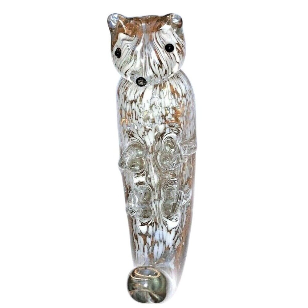 Vintage Art Glass Golden Flecked & White to Clear Sea Otter MCM Figurine